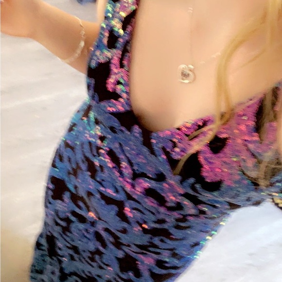 Windsor’s purple sequence prom dress. Six Xs fits like a small - Picture 2 of 3